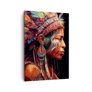 Quadro su tela - Stampe su Tela - Una figura colorata in stile etnico con una tazza di bevanda fumante - 50x70cm - Rituale magico - Decorazione murale moderna per soggiorno e camera da letto ARTTOR