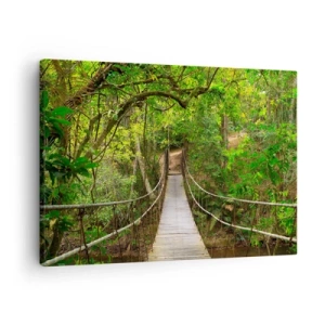 Quadro su tela - Stampe su Tela - Un ponte sospeso circondato da una foresta pluviale verde - 70x50cm - Perché nel giardino crescono i rampicanti - Decorazione murale moderna per soggiorno e camera da letto ARTTOR