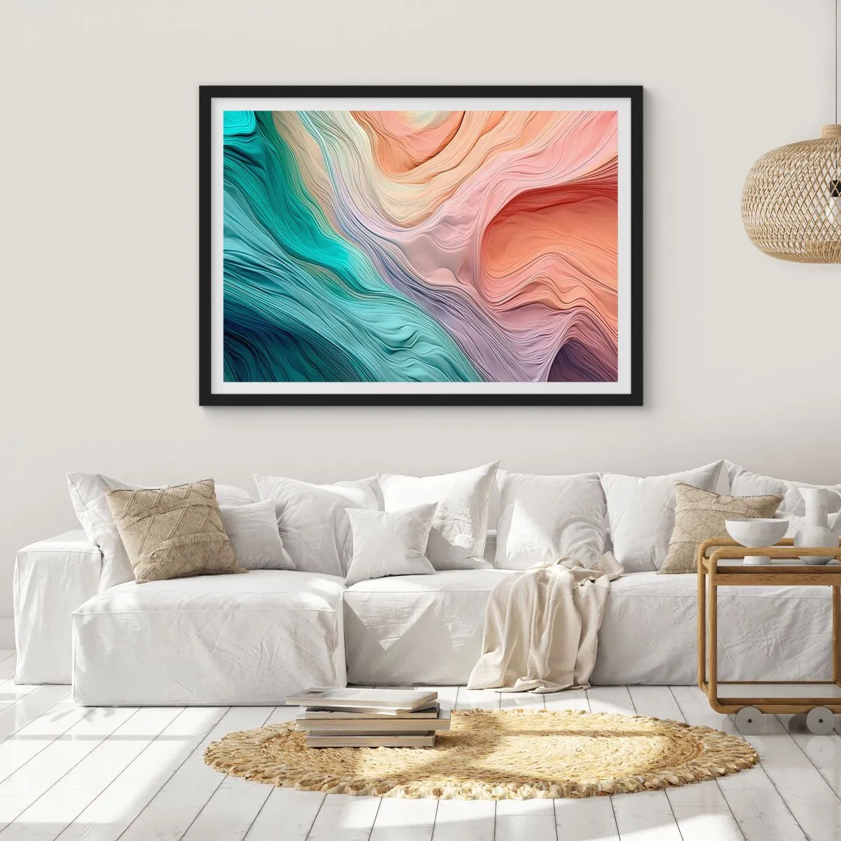 Poster in cornice nera - Onda arcobaleno - 91x61 cm