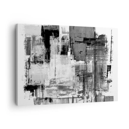 Quadro su tela - Stampe su Tela - Composizione astratta in nero, bianco e grigio - 70x50cm - Il grigio è bello - Decorazione murale moderna per soggiorno e camera da letto ARTTOR