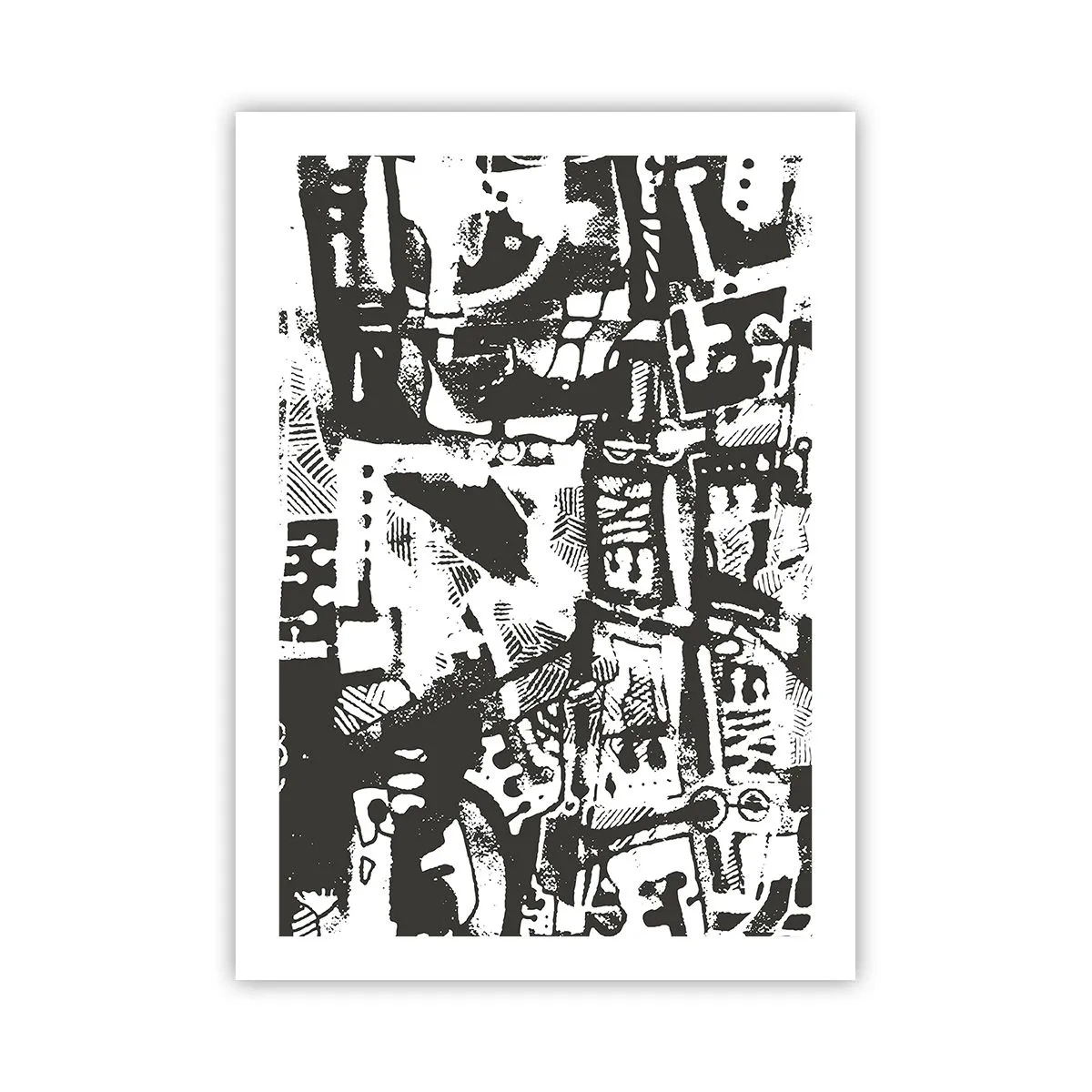 Poster - Grafica astratta in bianco e nero con forme geometriche - 50x70cm - Ordine o caos? - Decorazione murale moderna per soggiorno e camera da letto ARTTOR