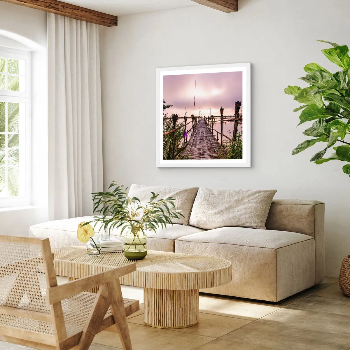 Poster in cornice bianca - Pace e silenzio dell'Asia - 60x60 cm