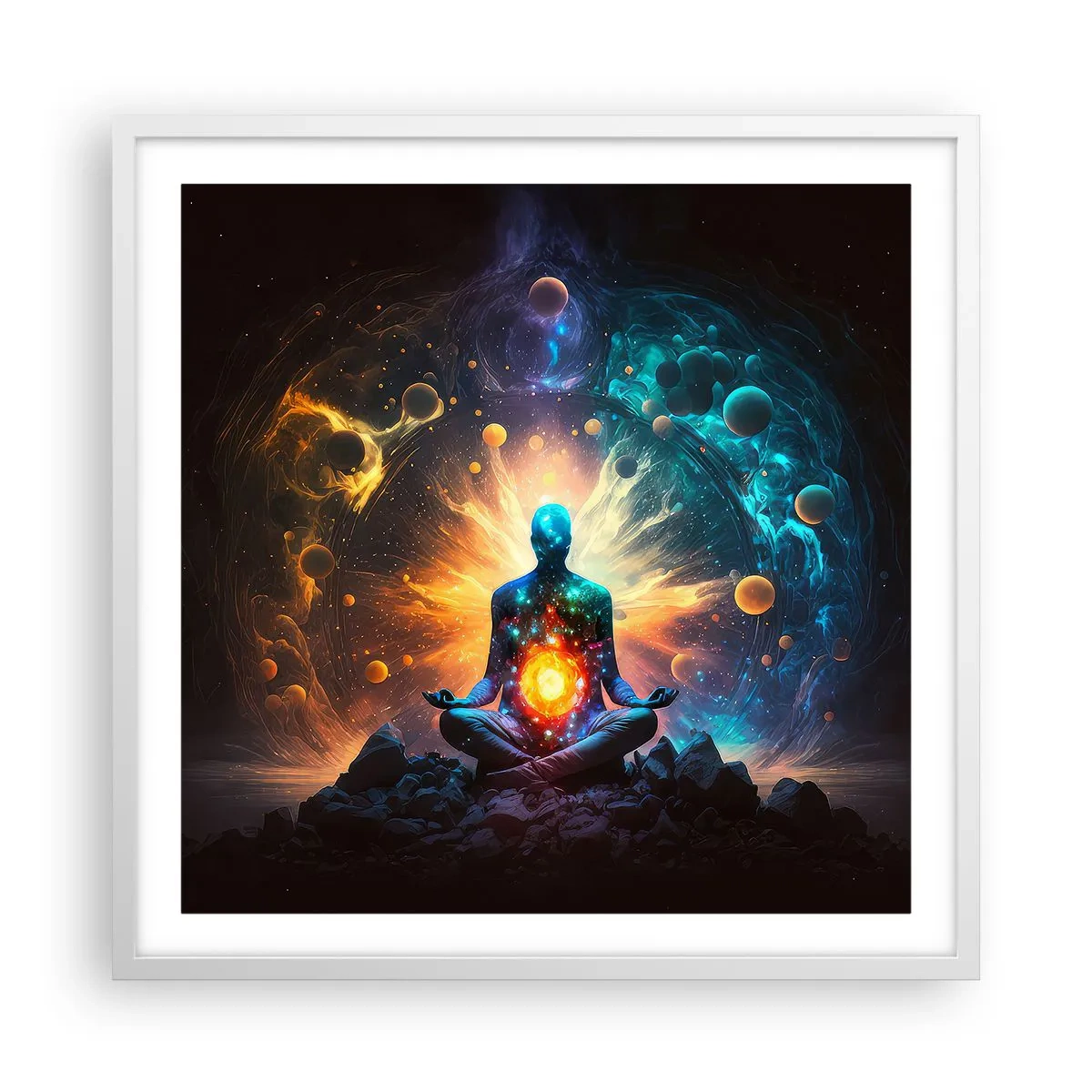 Poster in cornice bianca - Pace cosmica - 60x60 cm