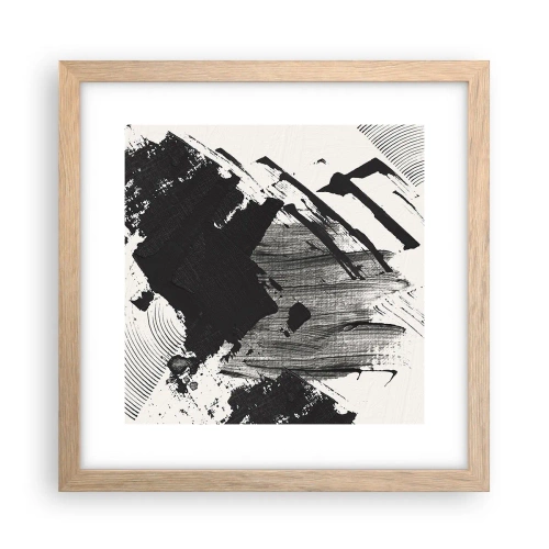 Poster in cornice rovere chiaro - Astrazione: espressione di nero - 30x30 cm
