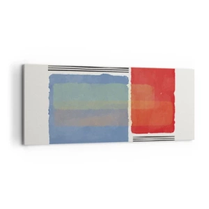 Quadro su tela - Stampe su Tela - Composizione geometrica con blocchi colorati e linee - 120x50cm - Spirito e lettera della geometria - Decorazione murale moderna per soggiorno e camera da letto ARTTOR