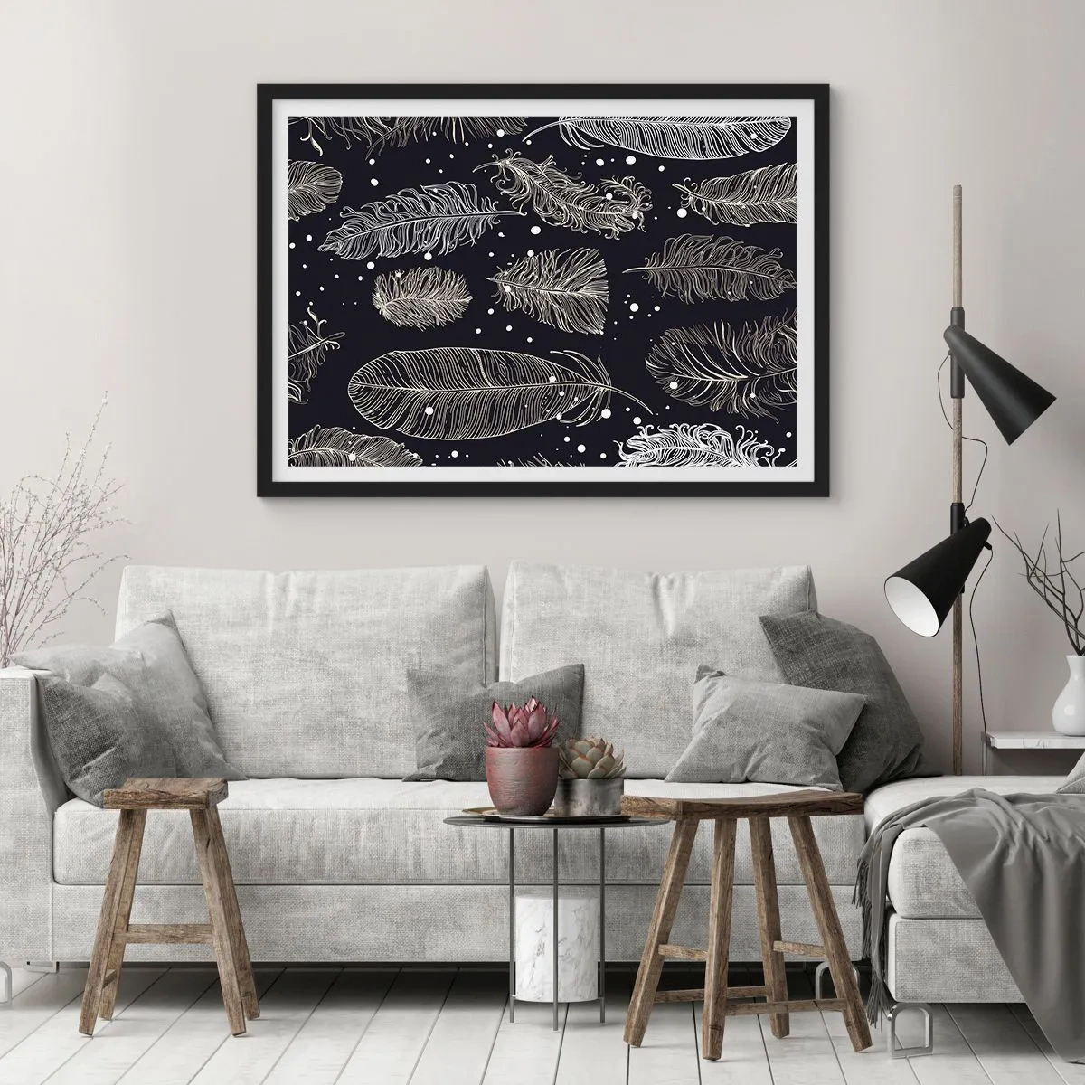 Poster in cornice nera - Pizzo piumato - 91x61 cm
