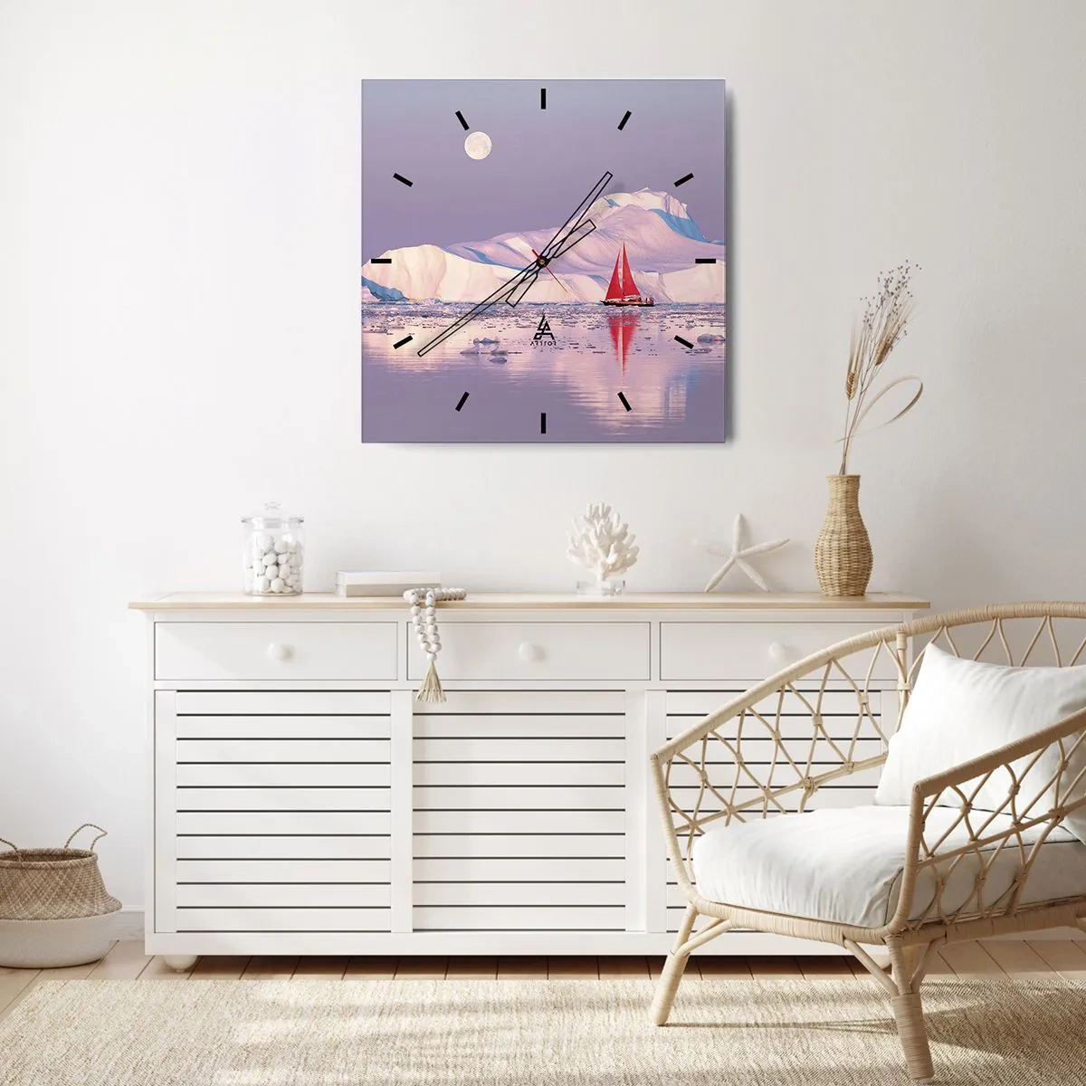 Orologio da parete - Orologio in Vetro - Calore della vela, gelo del ghiaccio - 40x40 cm