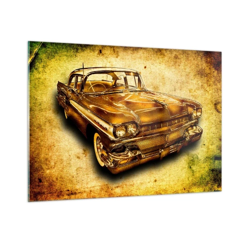 Quadro su vetro - Un'auto d'epoca con uno sfondo d'epoca - 100x70cm - La bellezza eterna della classicità - Decorazione murale moderna per soggiorno e camera da letto ARTTOR