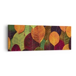 Quadro su tela - Stampe su Tela - Foglie colorate disposte in un motivo autunnale - 140x50cm - Mosaico autunnale - Decorazione murale moderna per soggiorno e camera da letto ARTTOR