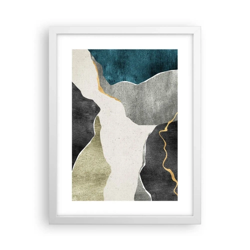 Poster in cornice bianca - Composizione mosaico con filo d'oro - 30x40 cm