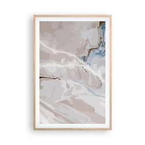Poster in cornice rovere chiaro - Meandri blu sotto il bianco - 61x91 cm
