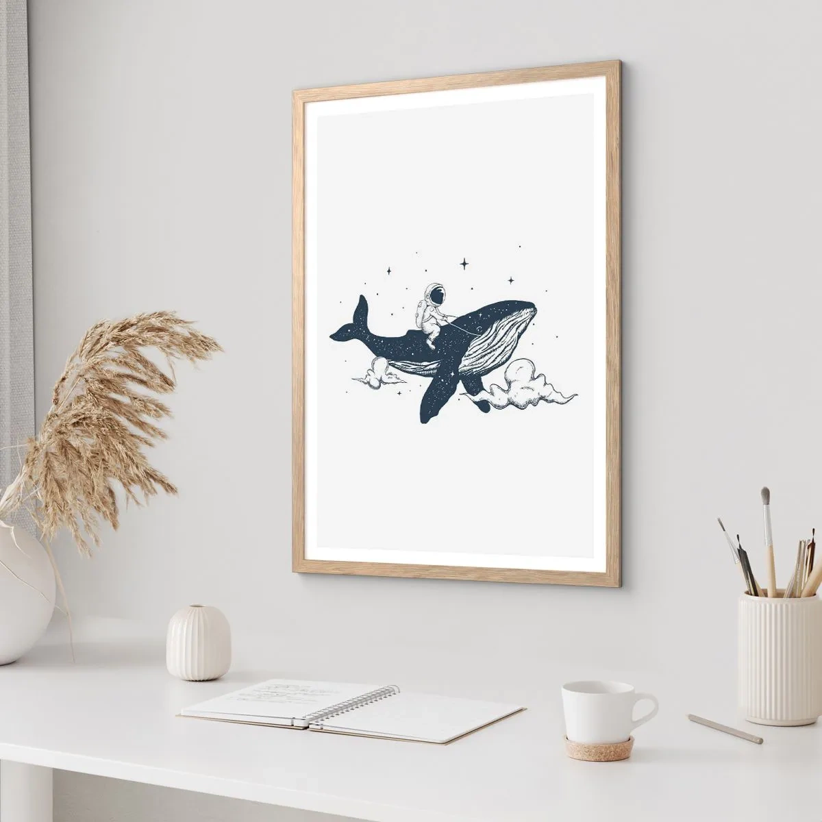 Poster in cornice rovere chiaro - Avventura nello spazio - 50x70 cm