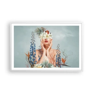 Poster in cornice bianca - Donna - fiore - 91x61 cm