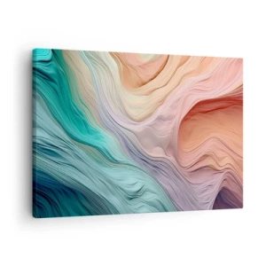 Quadro su tela - Stampe su Tela - Onde astratte nei colori pastello e arcobaleno - 70x50cm - Onda arcobaleno - Decorazione murale moderna per soggiorno e camera da letto ARTTOR