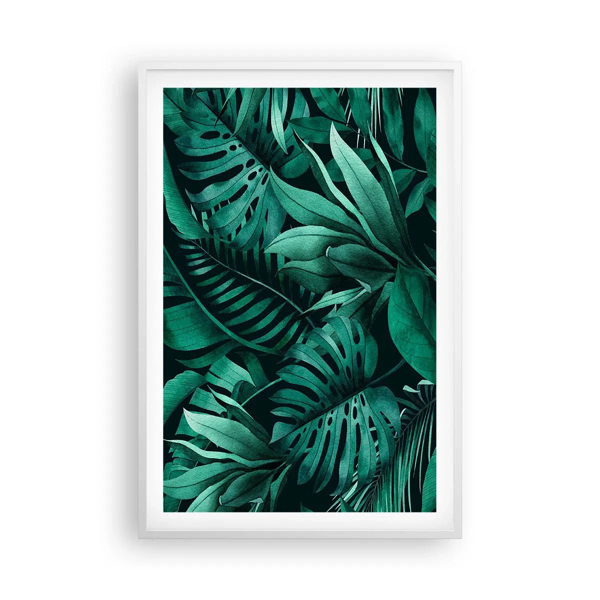 Poster in cornice bianca - Dal profondo del verde tropicale - 61x91 cm