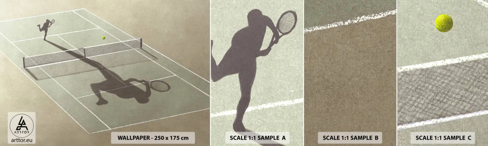 Campione di Fotomurale Adesivo Deluxe Sticker - Sconfiggere se stesso - Tennis, Tribunali, Sport - 100x30 cm