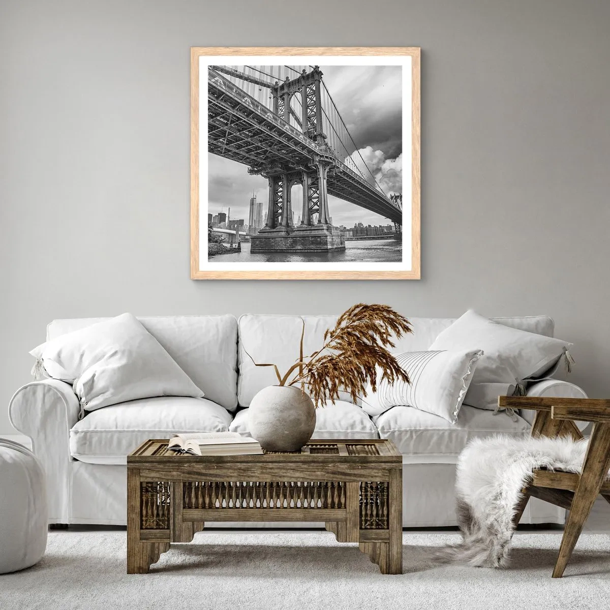 Poster in cornice rovere chiaro - Verso il cuore della città - 40x40 cm