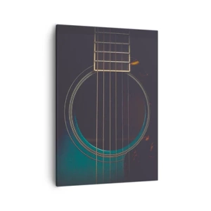 Quadro su tela - Stampe su Tela - Chitarra acustica in una luce scura ed elegante - 50x70cm - L'attimo prima del suono - Decorazione murale moderna per soggiorno e camera da letto ARTTOR