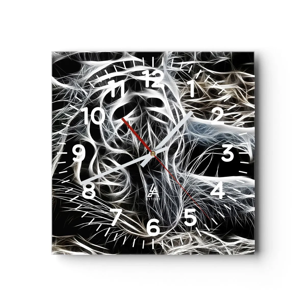 Orologio da parete - Orologio in Vetro - Studio di leggerezza felina - 40x40 cm