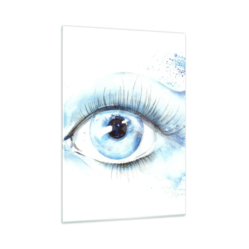 Quadro su vetro - Occhio blu in acquerello artistico - 50x70cm - Immergersi nell'azzurro dello sguardo - Decorazione murale moderna per soggiorno e camera da letto ARTTOR