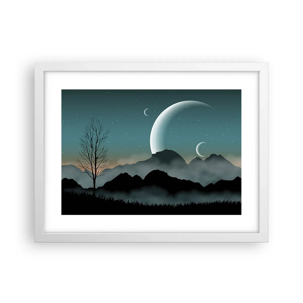 Poster in cornice bianca - Il carnevale di una notte stellata - 40x30 cm