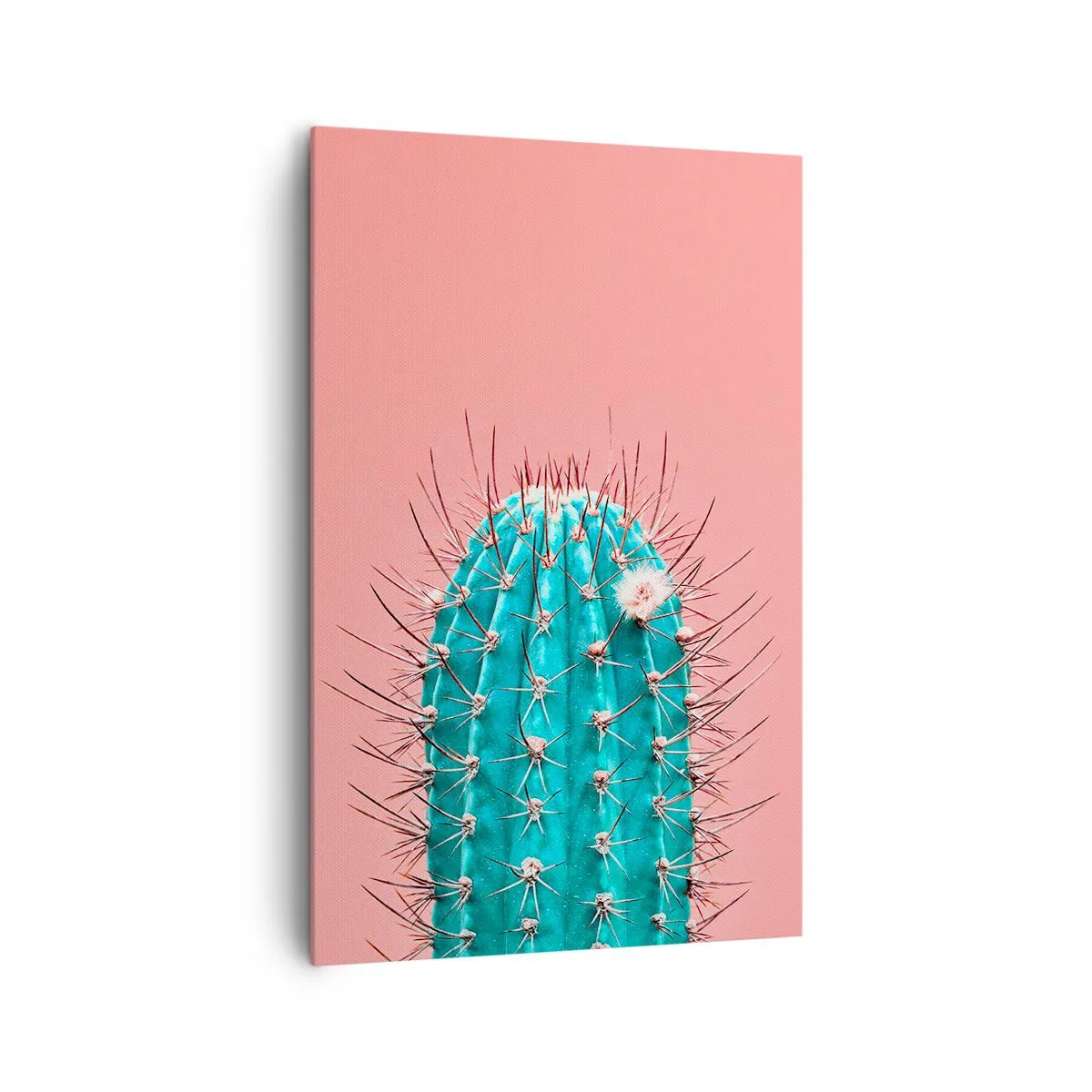 Quadro su tela - Stampe su Tela - Un'interpretazione artistica di un cactus su uno sfondo rosa - 80x120cm - Stai attento - Decorazione murale moderna per soggiorno e camera da letto ARTTOR