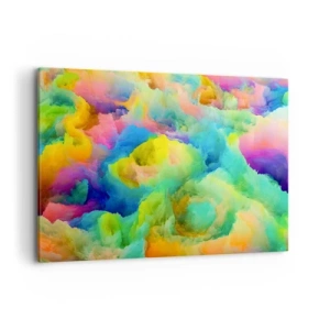 Quadro su tela - Stampe su Tela - Composizione astratta nei colori dell'arcobaleno - 120x80cm - Piumino arcobaleno - Decorazione murale moderna per soggiorno e camera da letto ARTTOR
