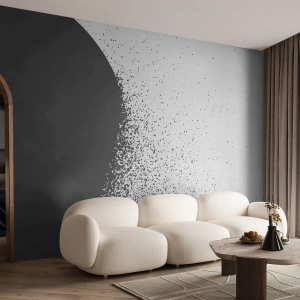 Fotomurali Premium Canvas - Motivo astratto con particelle nere su sfondo chiaro - 100x70cm - Il movimento delle particelle - Decorazione murale moderna per soggiorno e camera da letto ARTTOR