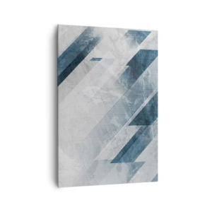 Quadro su tela - Stampe su Tela - Linee astratte in tonalità di grigio e blu - 70x100cm - Composizione spaziale: movimento in grigio - Decorazione murale moderna per soggiorno e camera da letto ARTTOR