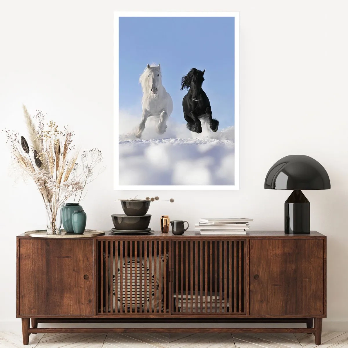 Poster - Galoppo in bianco e nero - 40x50 cm