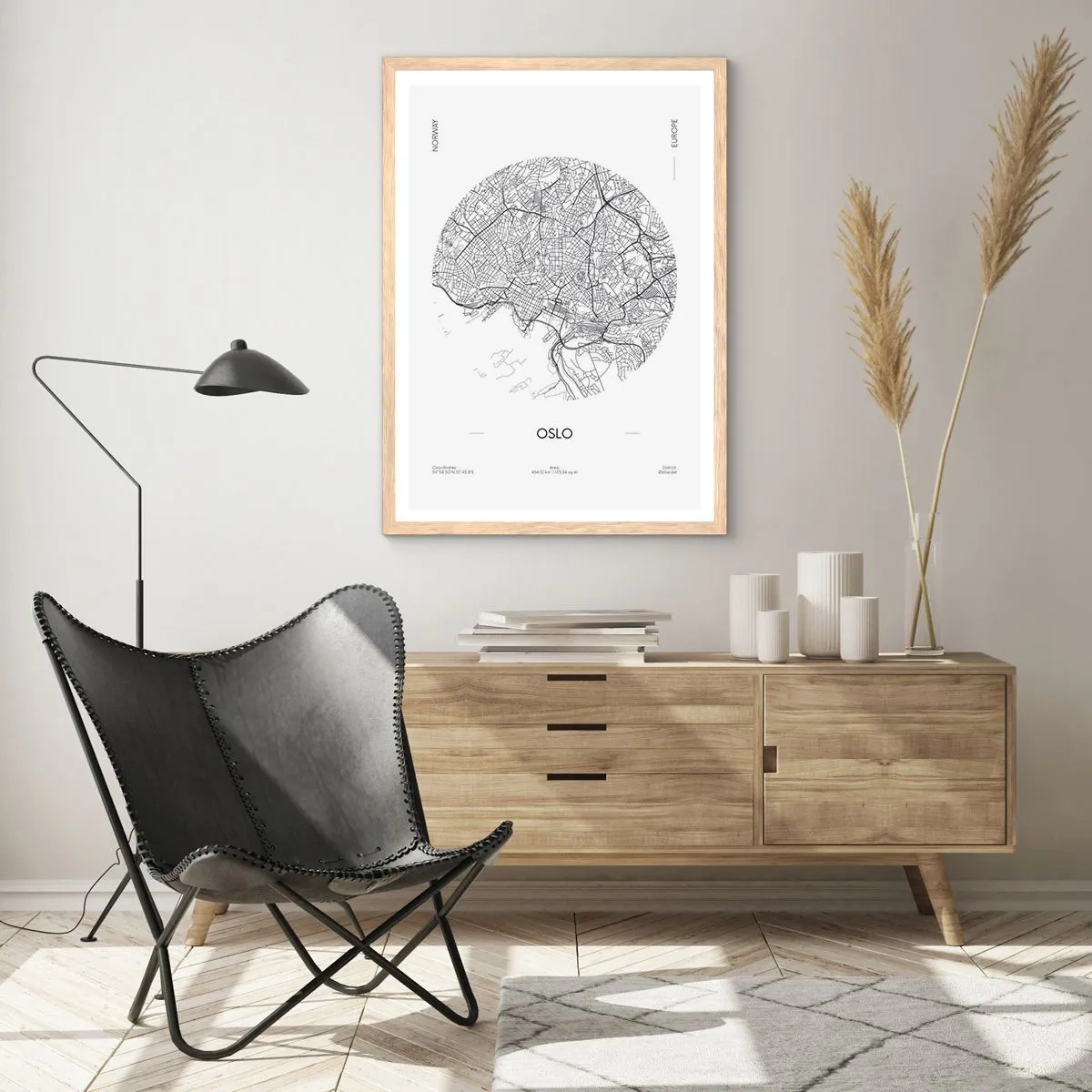 Poster in cornice rovere chiaro - Anatomia di Oslo - 61x91 cm