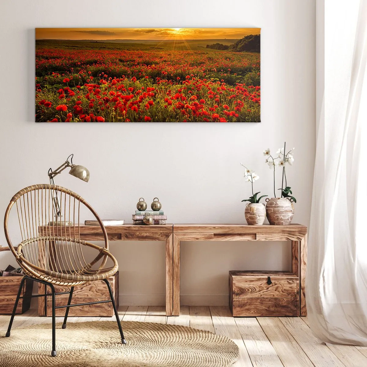 Quadro su tela - Stampe su Tela - Tra il fruscio delle erbe, in un'esplosione di fiori - 100x40 cm