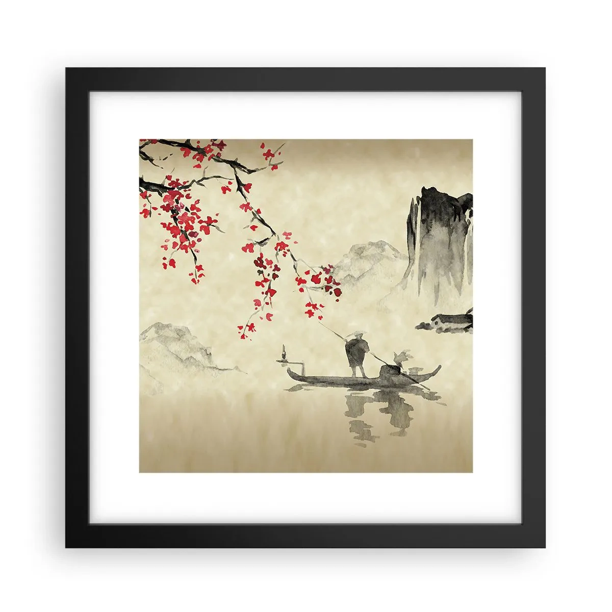 Poster in cornice nera - Nel paese dei ciliegi in fiore - 30x30 cm