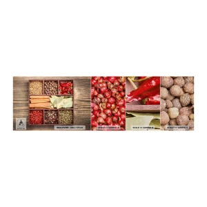 Campione di Fotomurale Premium Canvas - Ordine delle forme, bouquet degli aromi - Gastronomia, Spezie, Peperoncino - 100x30 cm
