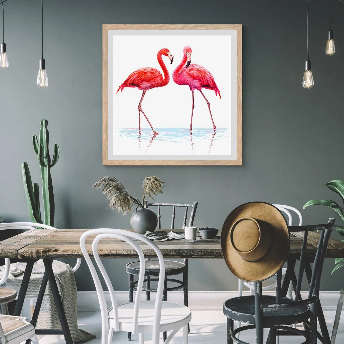Poster in cornice rovere chiaro - Appuntamento in rosa - 40x40 cm