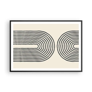 Poster in cornice nera - Motivo geometrico astratto con linee simmetriche su sfondo chiaro - 100x70cm - Tra un attimo... - Decorazione murale moderna per soggiorno e camera da letto ARTTOR