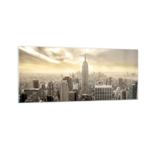 Quadro su vetro - New York in grigio - 100x40 cm