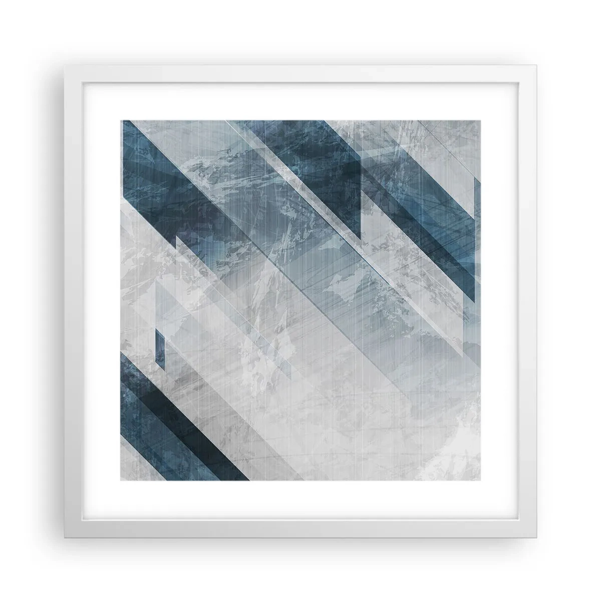 Poster in cornice bianca - Composizione spaziale: movimento in grigio - 40x40 cm