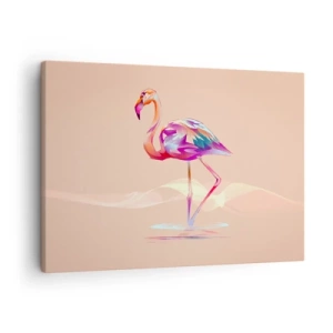 Quadro su tela - Stampe su Tela - Un fenicottero astratto dai colori pastello chiari. - 70x50cm - L'uccello delle buone emozioni - Decorazione murale moderna per soggiorno e camera da letto ARTTOR