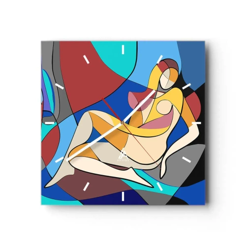 Orologio da parete - Orologio in Vetro - Nudo cubista - 40x40 cm