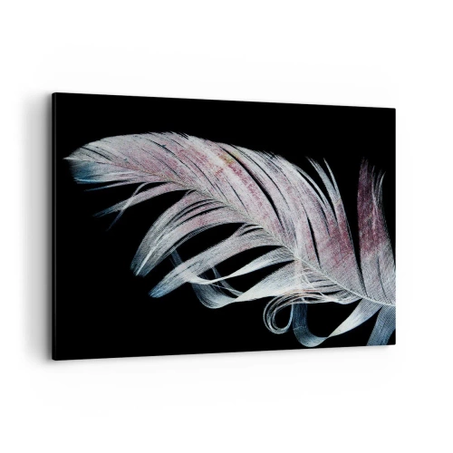 Quadro su tela - Stampe su Tela - Una piuma delicata su uno sfondo nero in un approccio artistico - 100x70cm - Pensa al tocco - Decorazione murale moderna per soggiorno e camera da letto ARTTOR