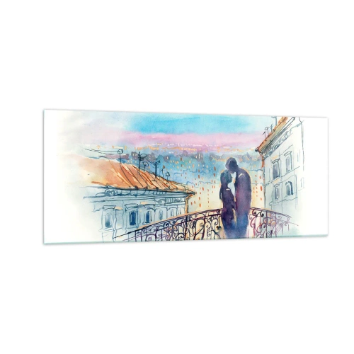 Quadro su vetro - Amanti parigini - 100x40 cm