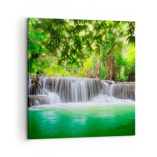 Quadro su tela - Stampe su Tela - Cascata nel verde - 60x60 cm