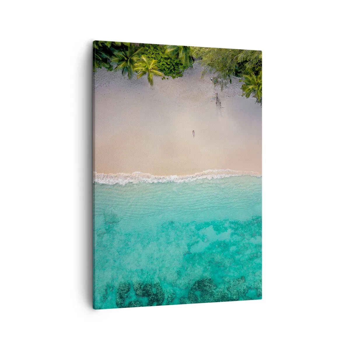 Quadro su tela - Stampe su Tela - Vista aerea di una spiaggia tropicale con acqua turchese - 50x70cm - Spiaggia del paradiso - Decorazione murale moderna per soggiorno e camera da letto ARTTOR