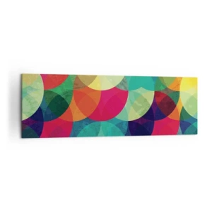 Quadro su tela - Stampe su Tela - Motivi geometrici colorati composti da cerchi e semicerchi - 160x50cm - Ascensione arcobaleno - Decorazione murale moderna per soggiorno e camera da letto ARTTOR