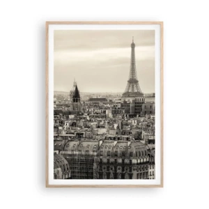 Poster in cornice rovere chiaro - Sui tetti di Parigi - 70x100 cm