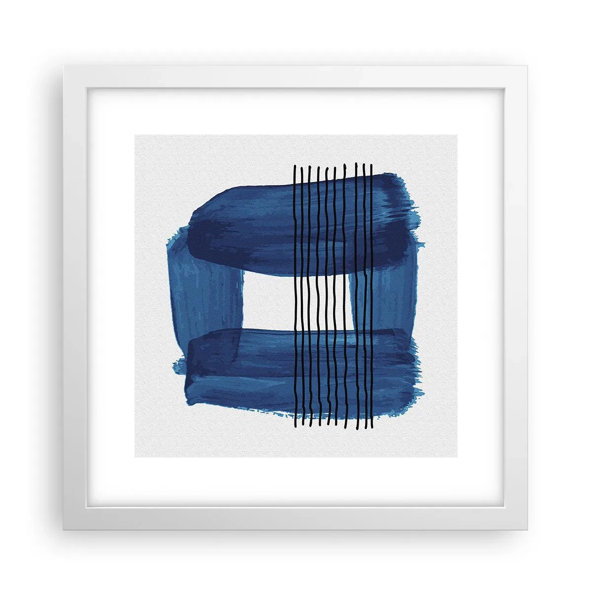 Poster in cornice bianca - Composizione blu e nera - 30x30 cm
