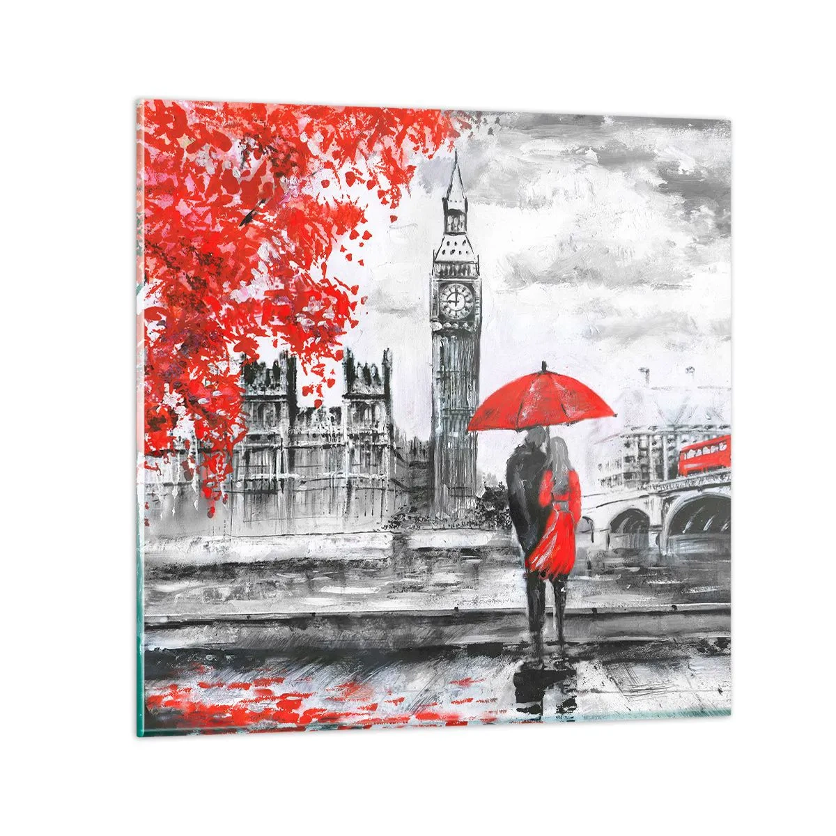 Quadro su vetro - Innamorati a Londra - 30x30 cm