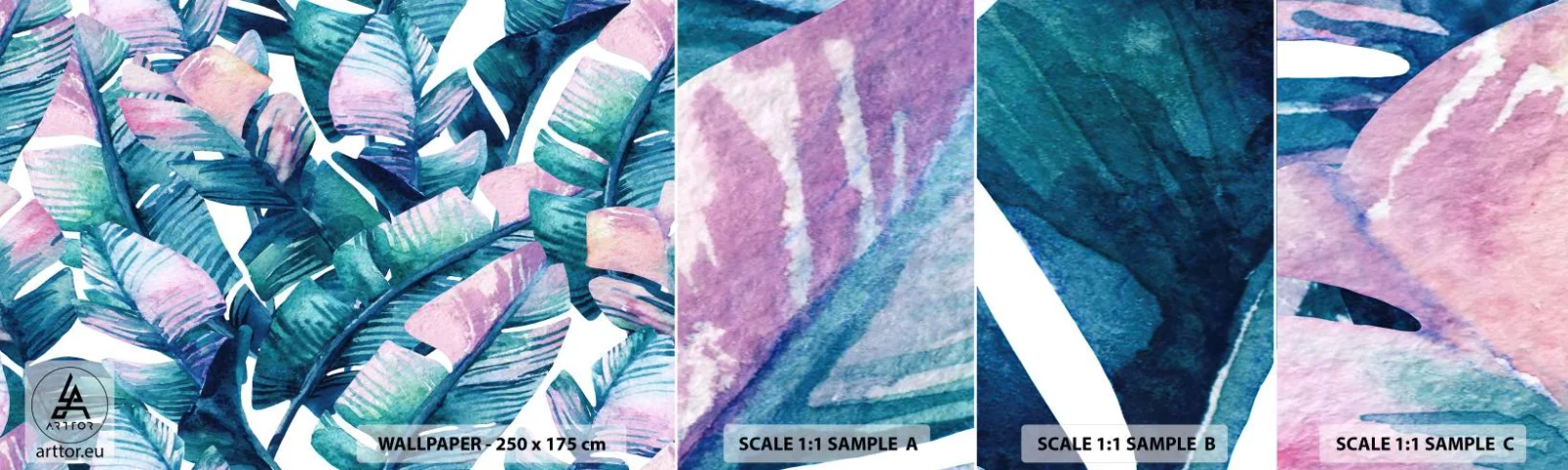 Campione Di Fotomurale Standard Eco - Nel bananeto - Astrazione, Foglie, Pezzo - 100x30 cm