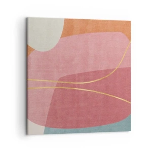 Quadro su tela - Stampe su Tela - Composizione pastello con filo dorato - 50x50 cm